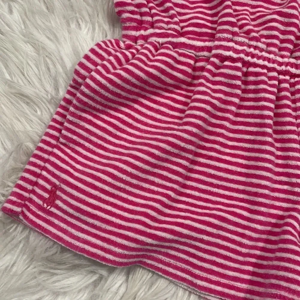 Ralph Lauren Girls Pink And White Strapless Ruffle Romper Sz M